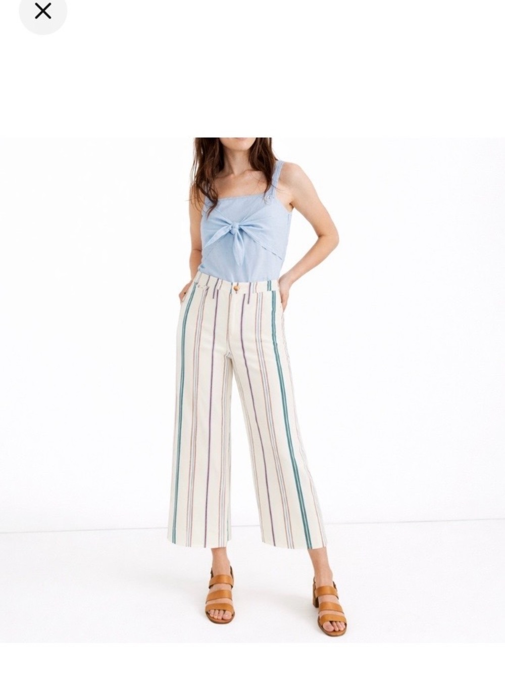 Madewell Emmett Cropped Wide-Leg Pants with Stripes, size 26